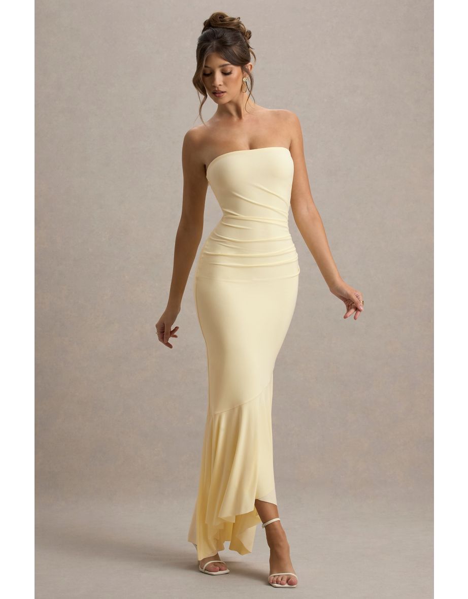 Capria | Lemon Bandeau Wrap Maxi Dress - 5