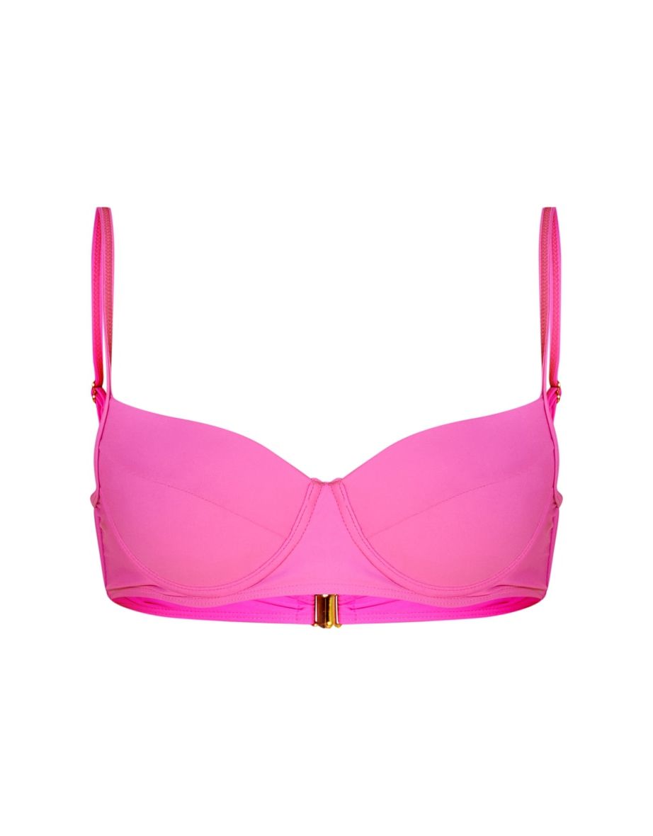 Candy Pink Mix & Match Push Up Cupped Bikini Top - 1