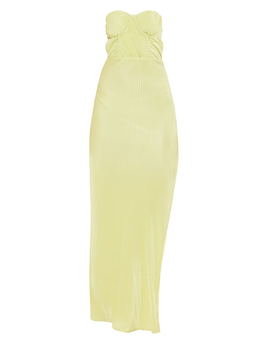 Sage Green Plisse Underwired Bandeau Maxi Dress - 4