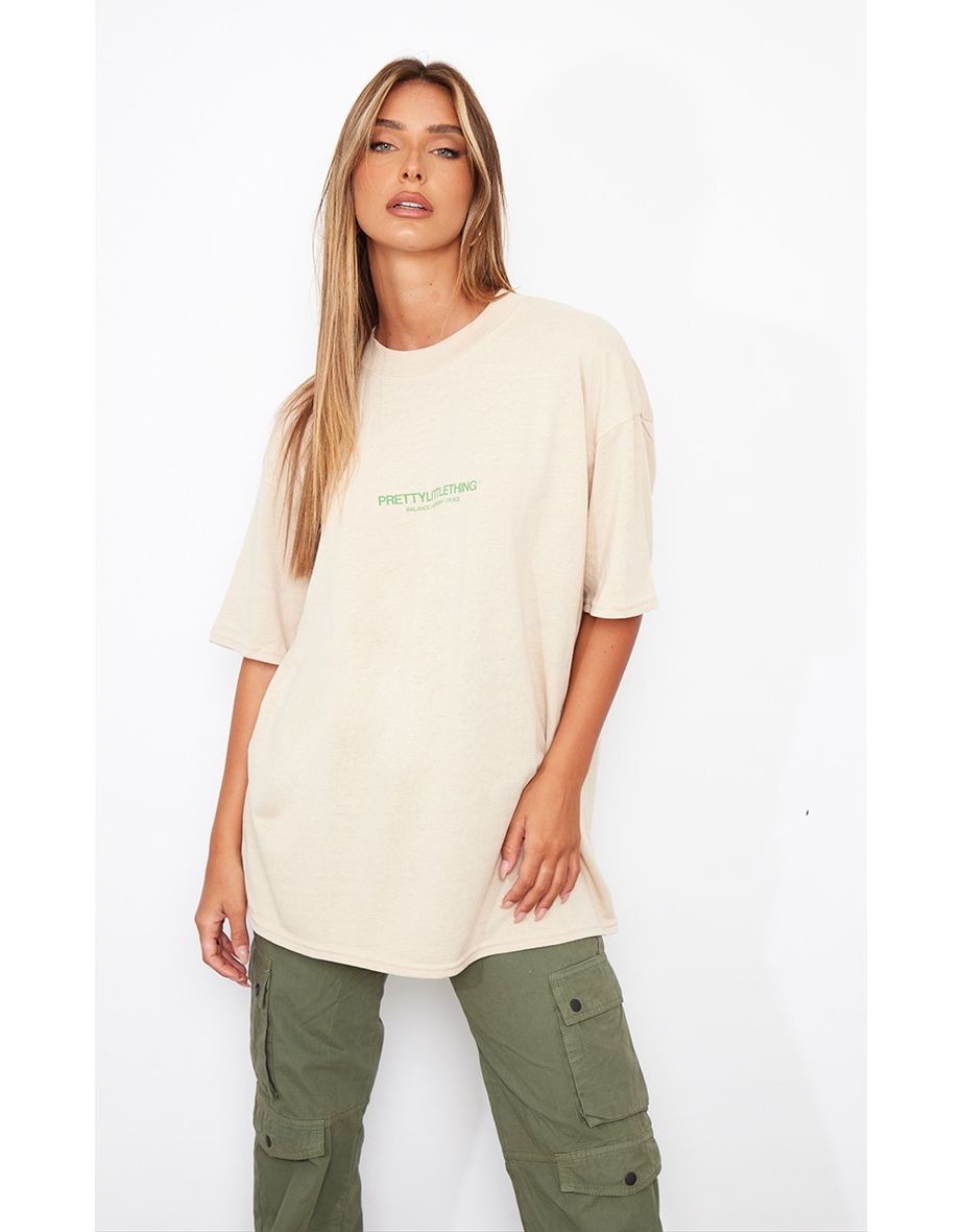 PRETTYLITTLETHING Sand Balance And Harmony Print T Shirt