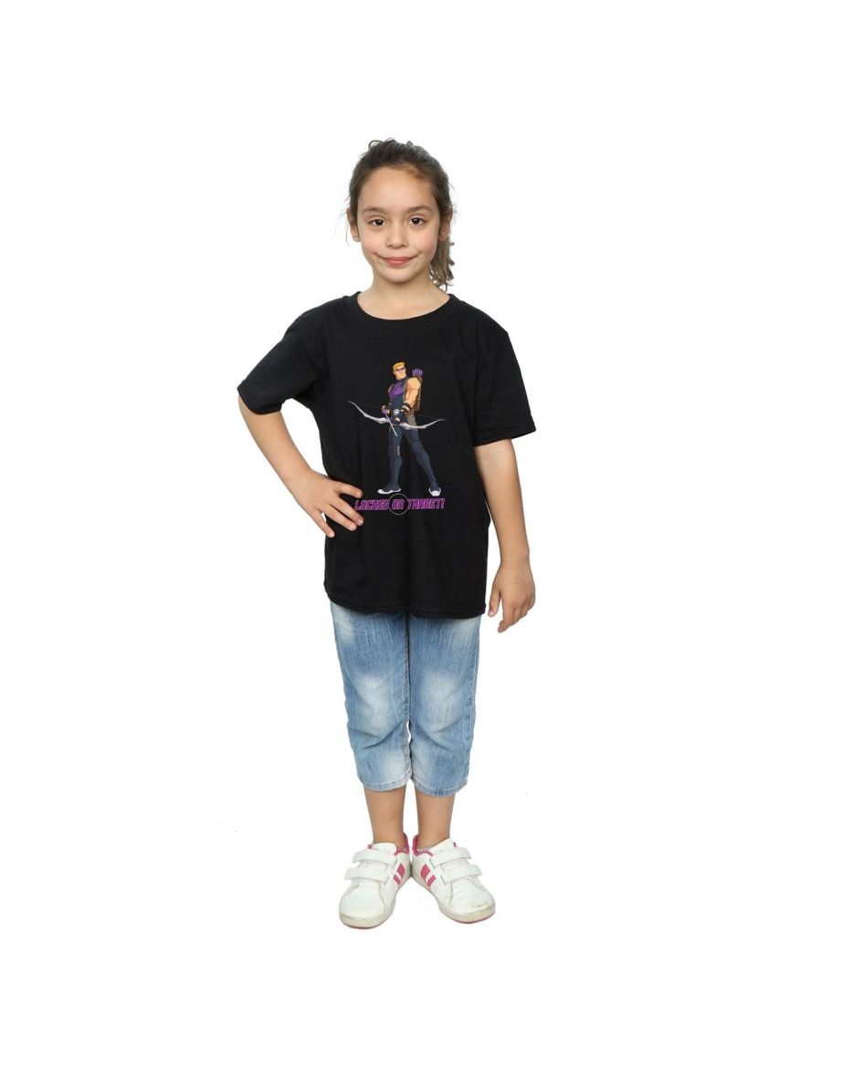 Marvel Girls Hawkeye Locked On Target Cotton T-Shirt - Black
