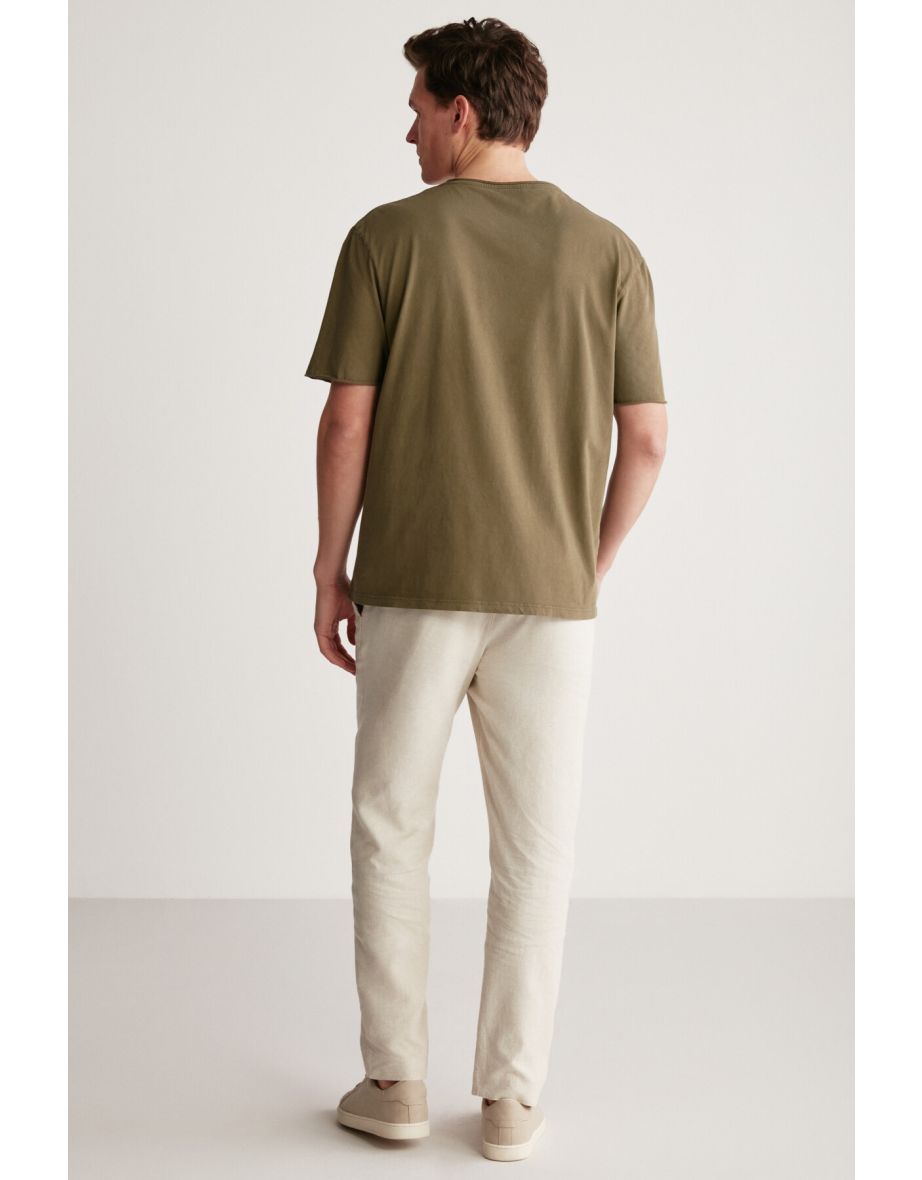 Davinson Men's Open Collar Oversize Fit 100% Cotton T-shirt - 5