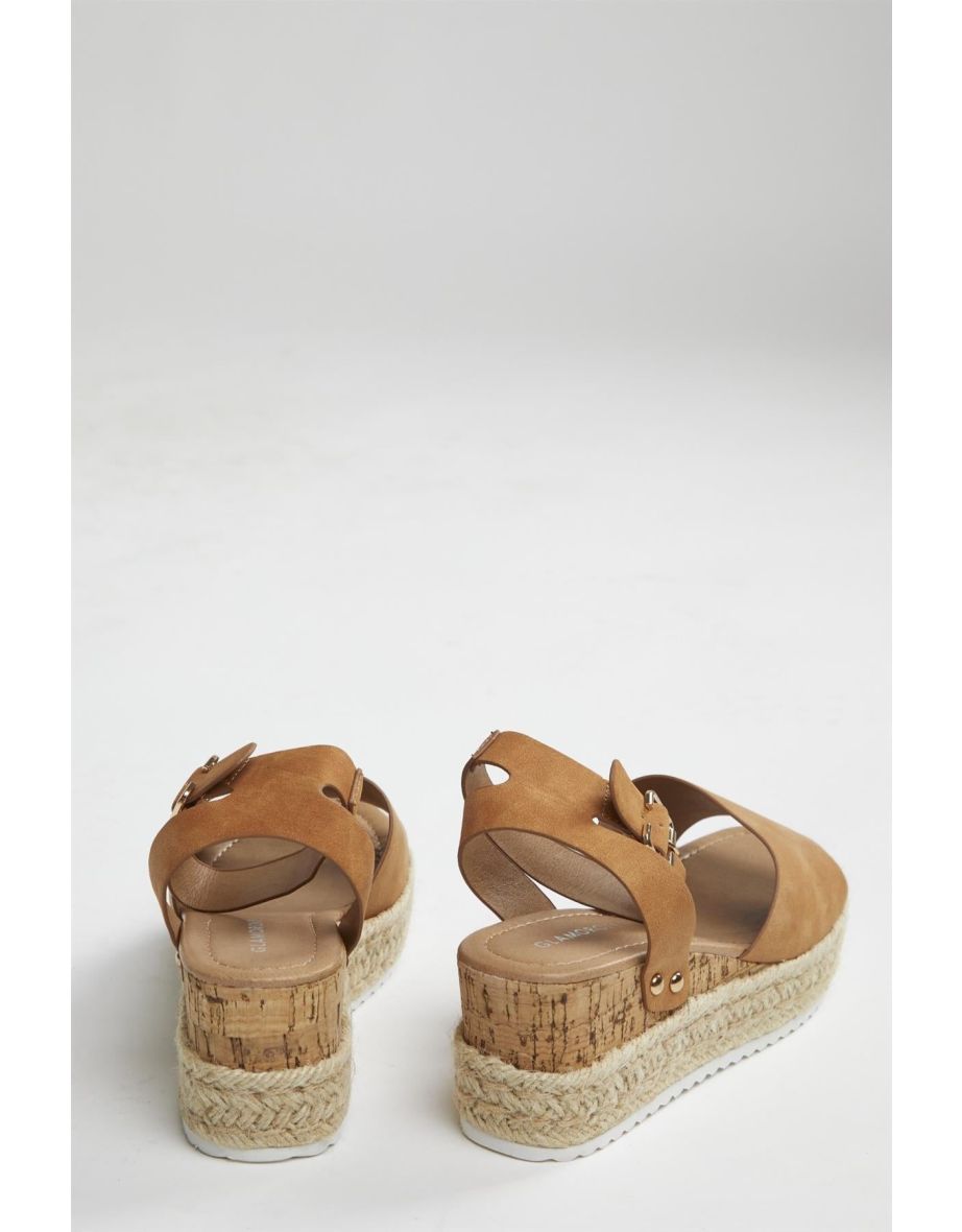 Tan Nubuck Espadrille Sandals - 3
