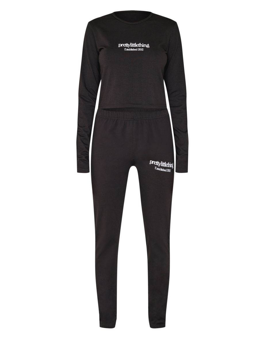 PRETTYLITTLETHING Black Long Sleeve Legging Pj Set - 4