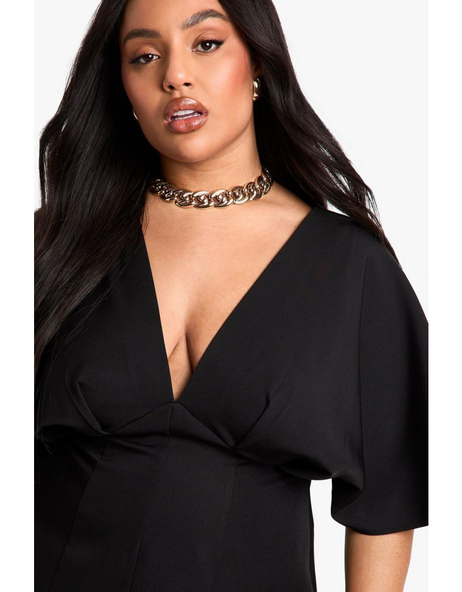 Plus PLUNGE ANGEL SLEEVE SMOCK TOP - black - 3