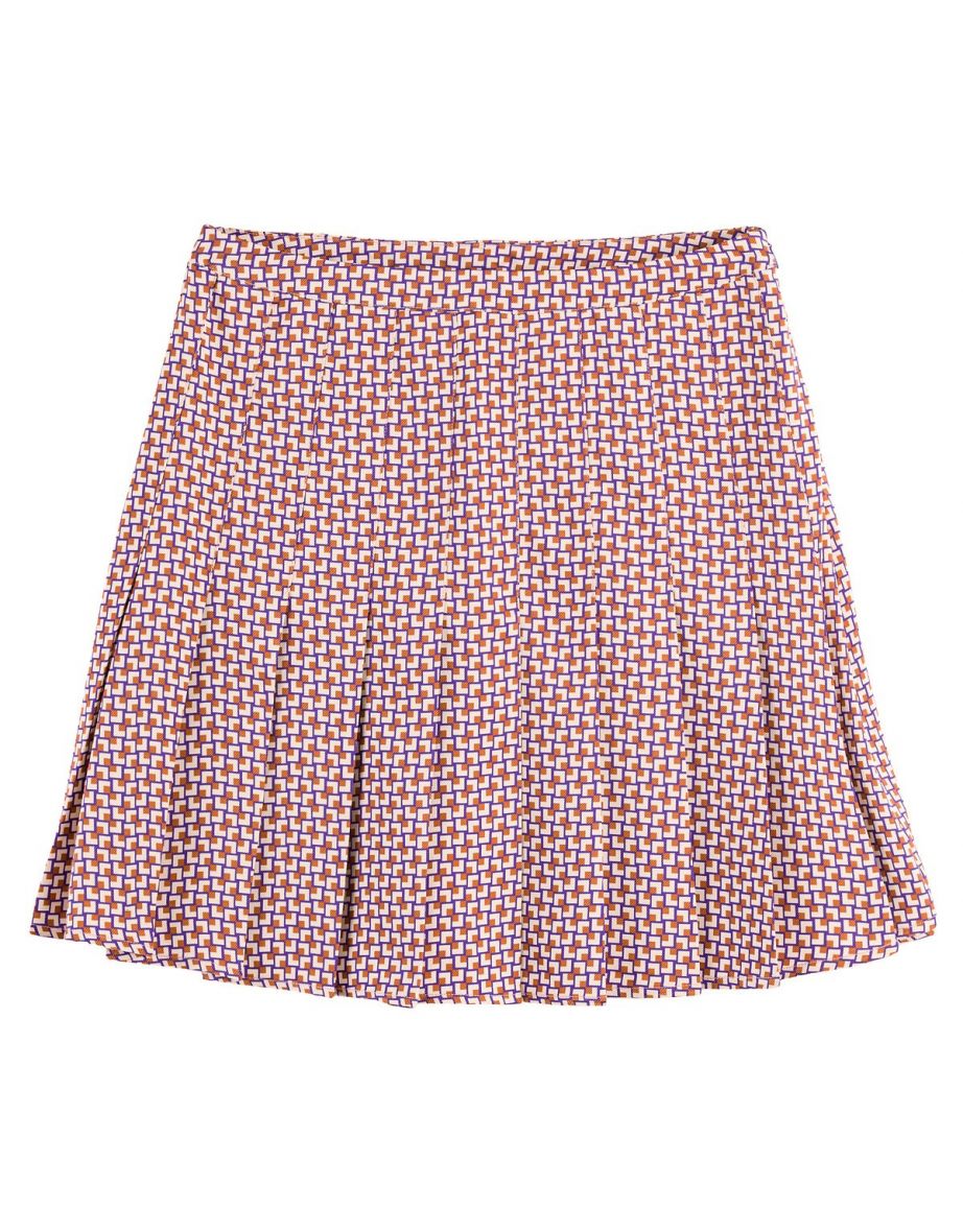Recycled Pleated Mini Skirt in Graphic Print - 4