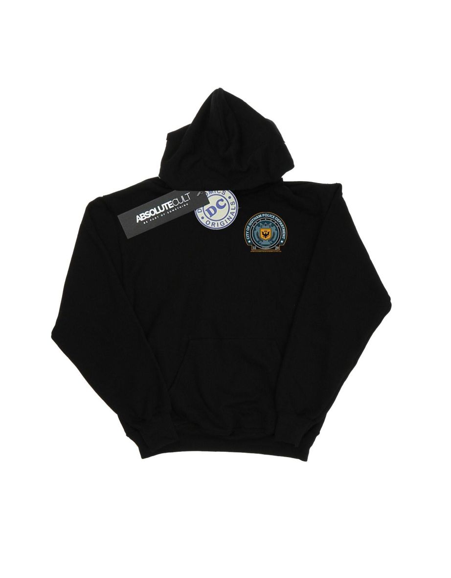 DC Comics Boys Batman Gotham Police Dept Breast Print Hoodie - Black