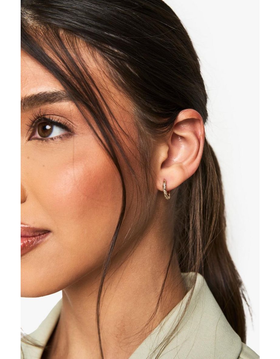 Gold Embellished Mini Hoop Earrings