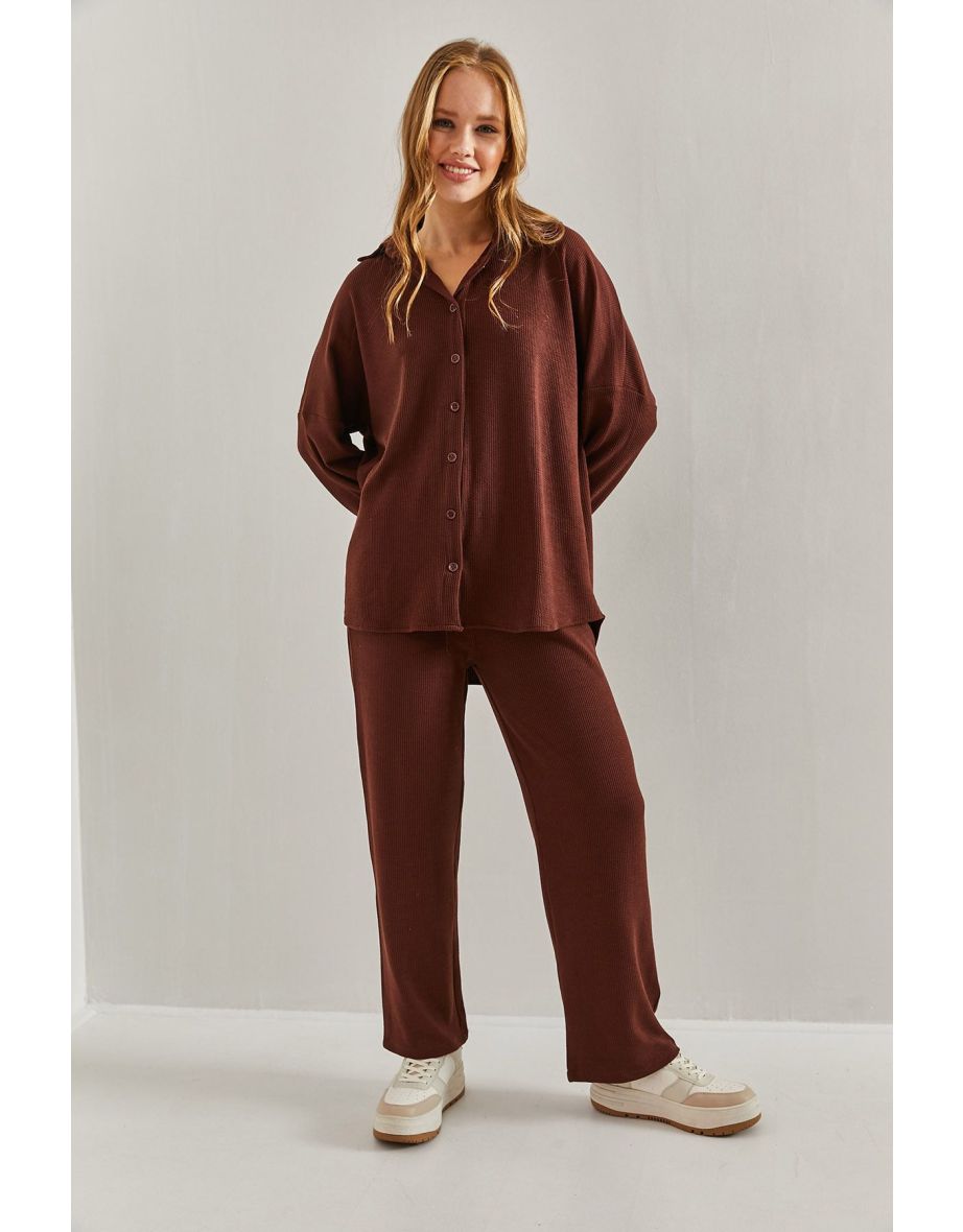 Women's Ottoman Fabric Top and Bottom Set - 5