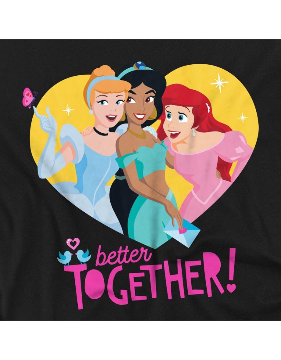 Disney Princess  Adult Better Together Valentine`s Day T-Shirt - Black - 2