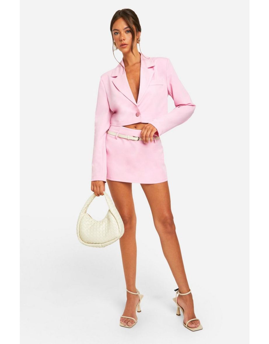 Tailored Belt Detail Skort - baby pink