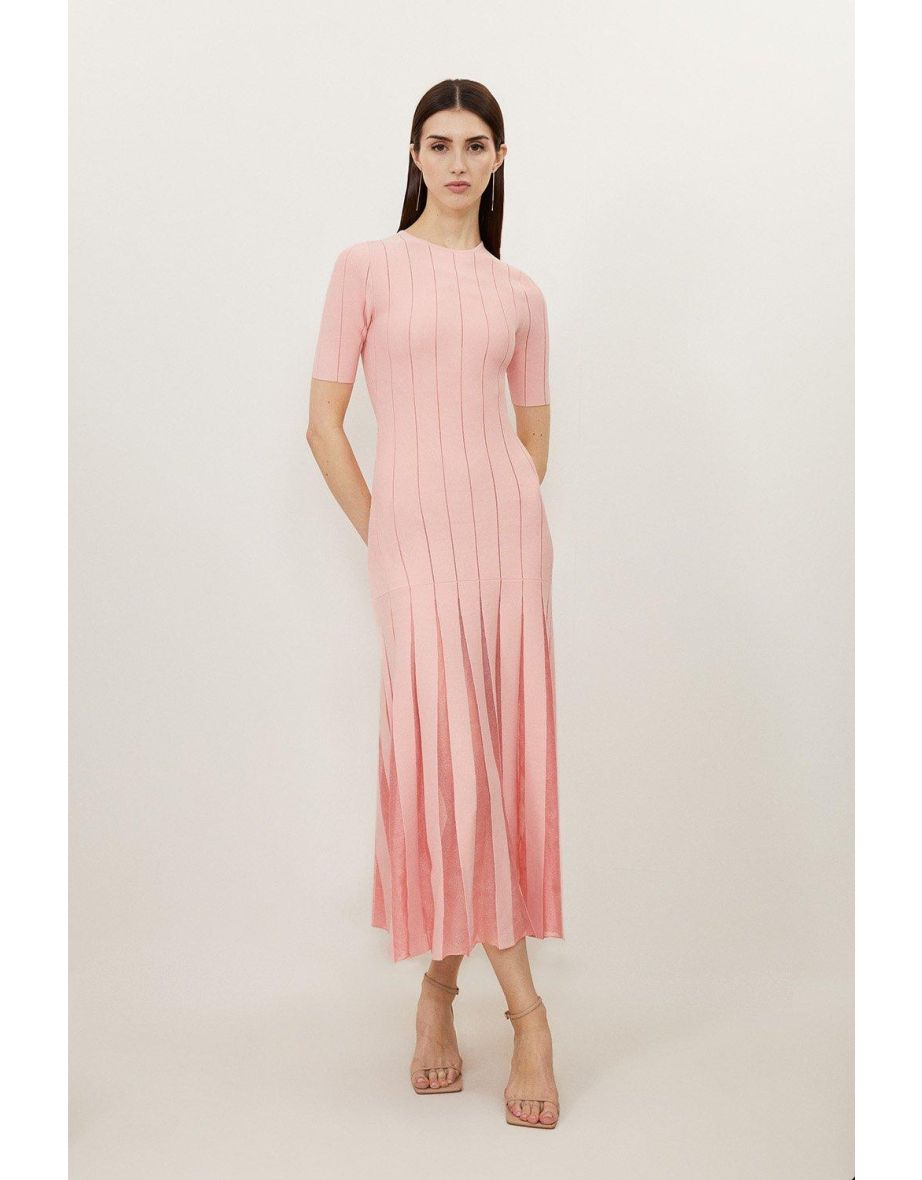 Viscose Blend Filament Full Skirt Knit Midaxi Dress