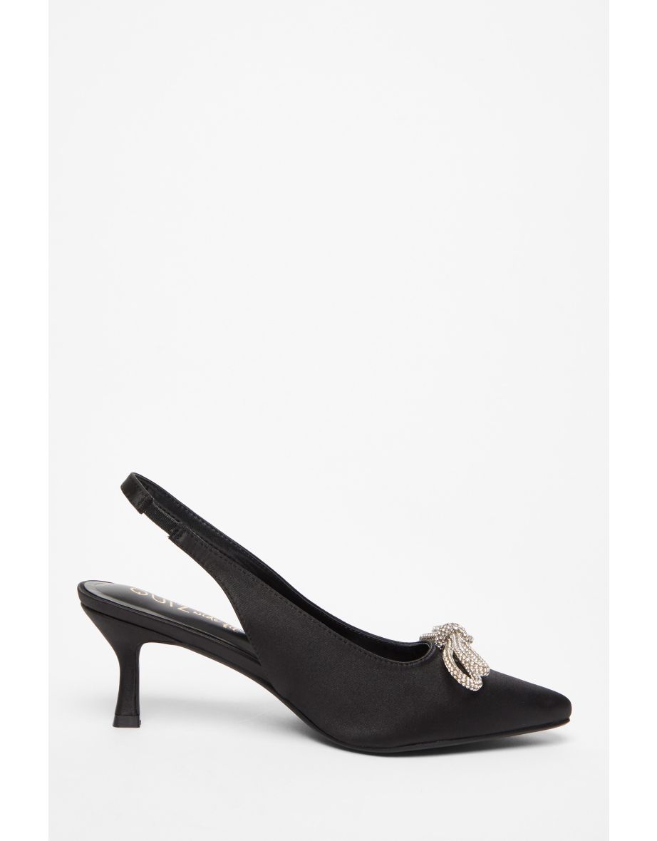 Wide Fit Black Slingback Court Heels - 4