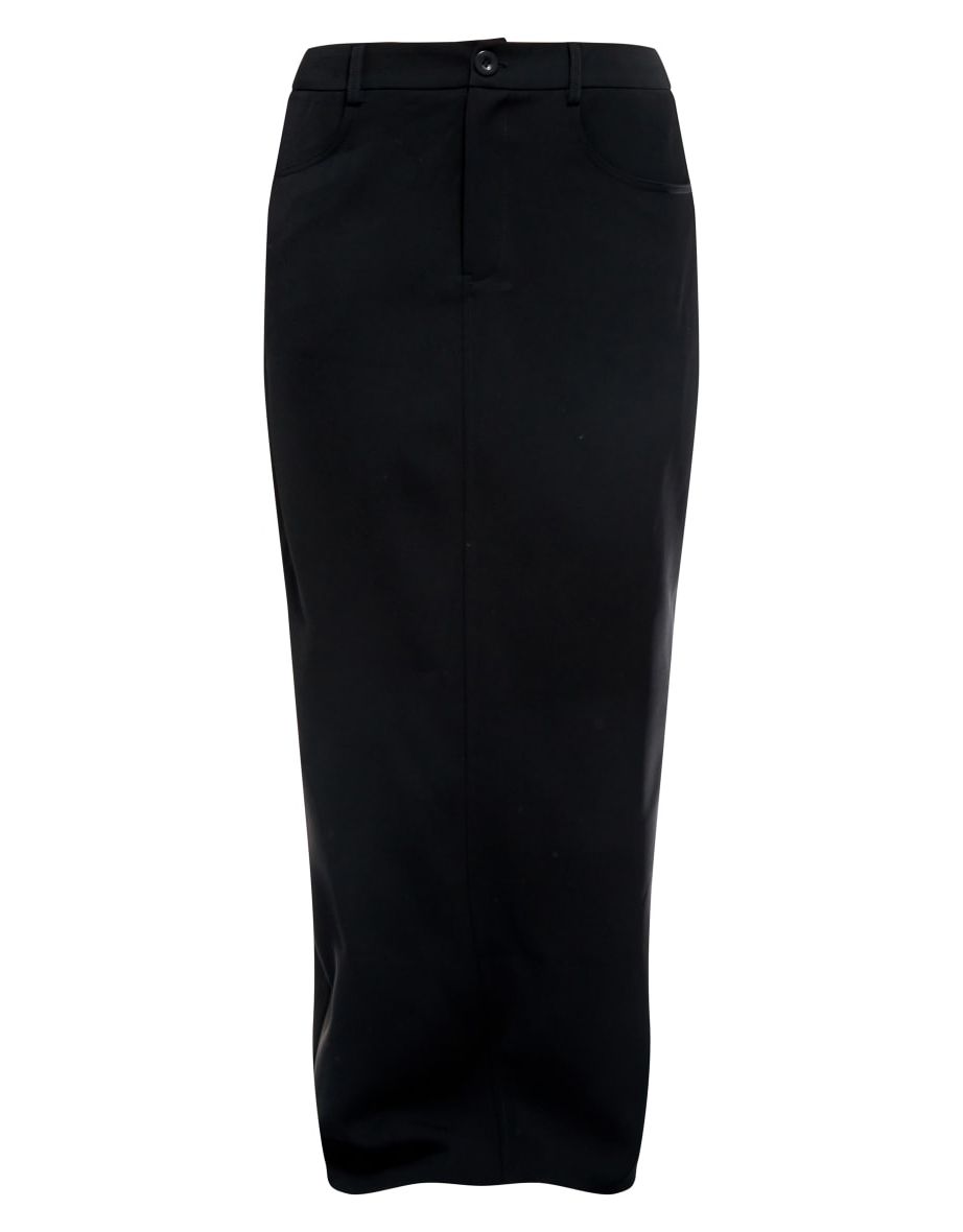 Black Woven Split Back Maxi Skirt - 4