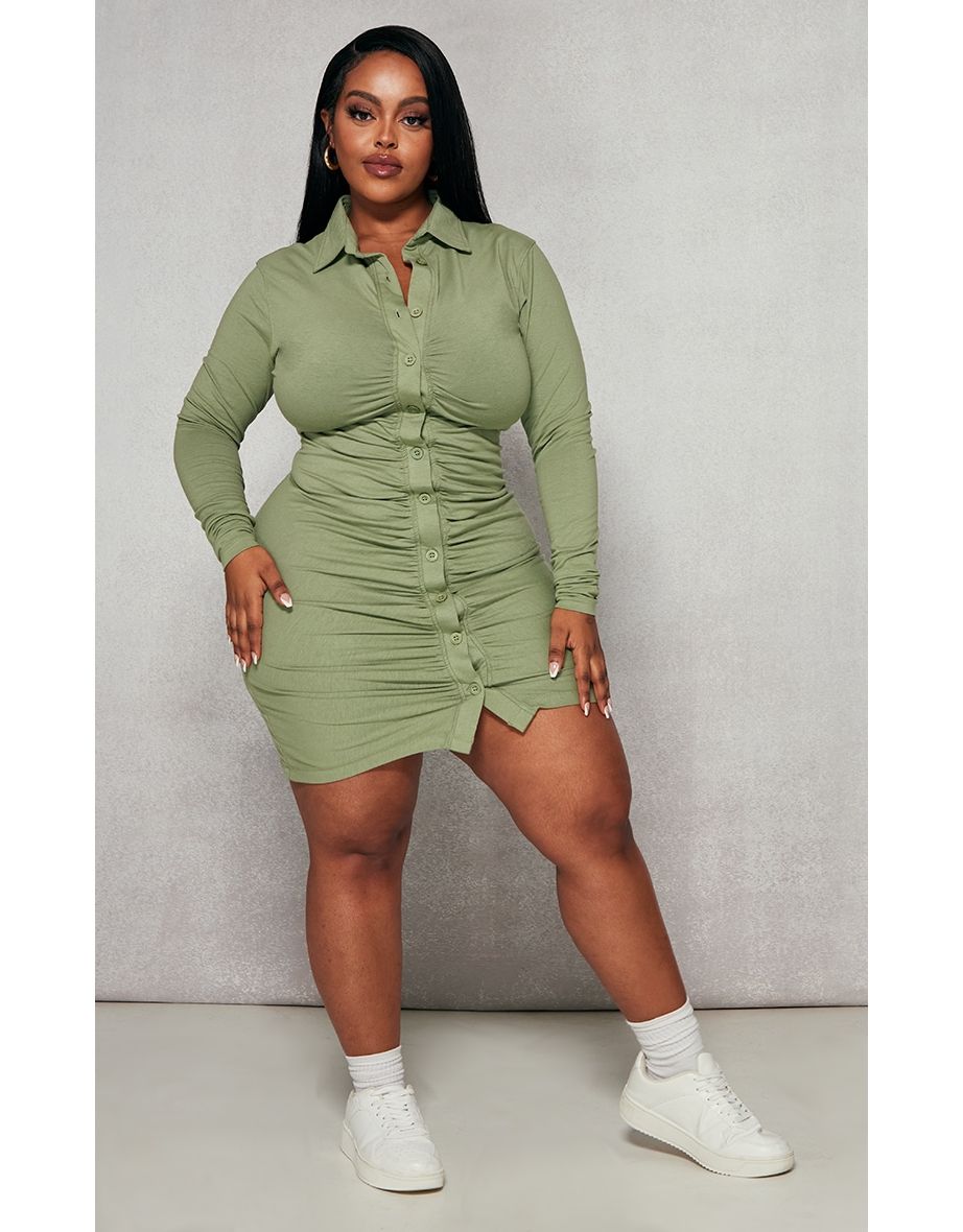 Khaki fitted dress hotsell