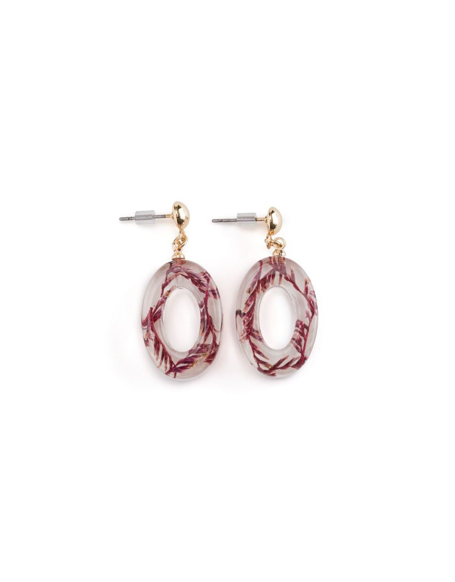 Earrings Inset with Flowers - 1
