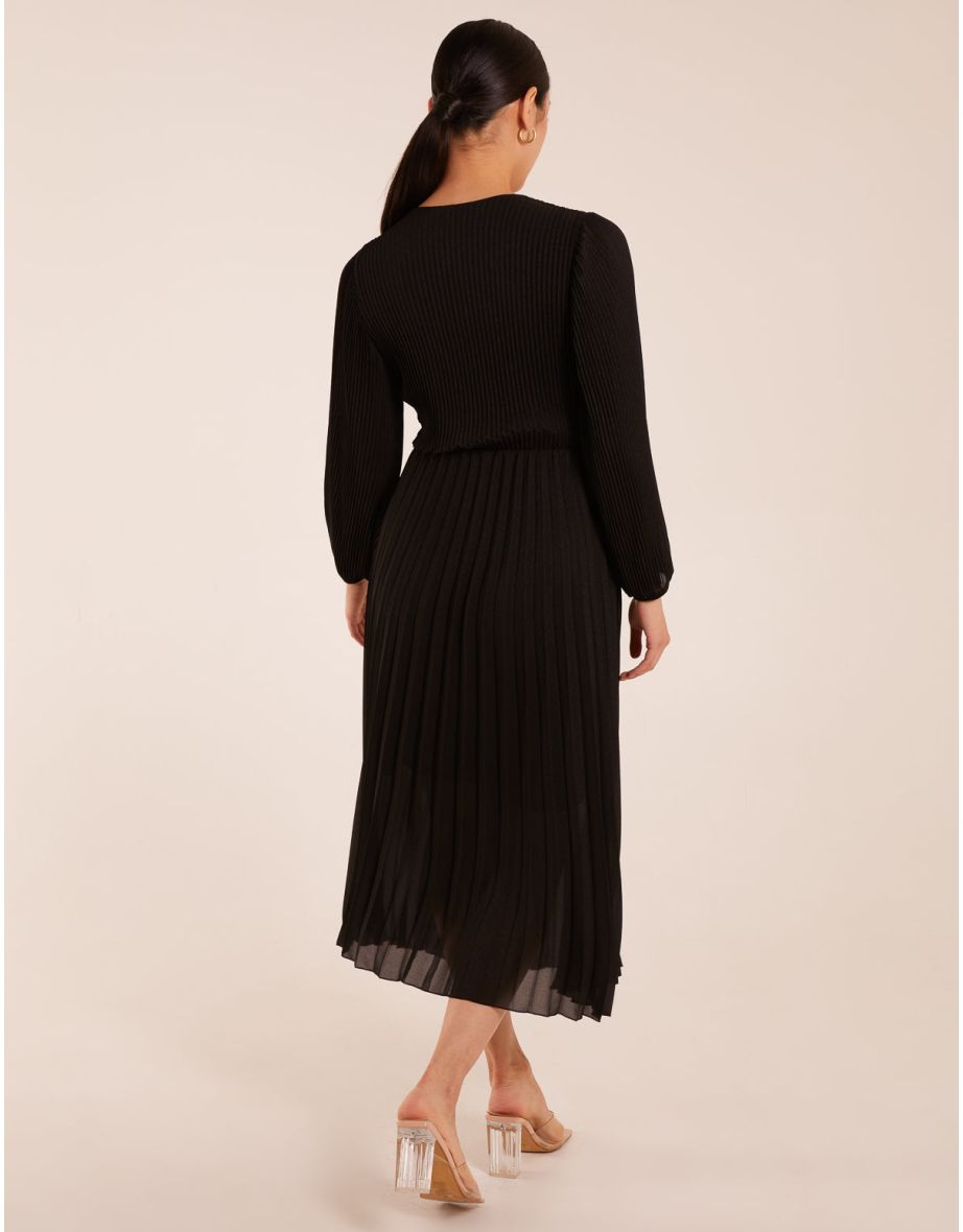 Metallic Chiffon Pleated Dress - 3