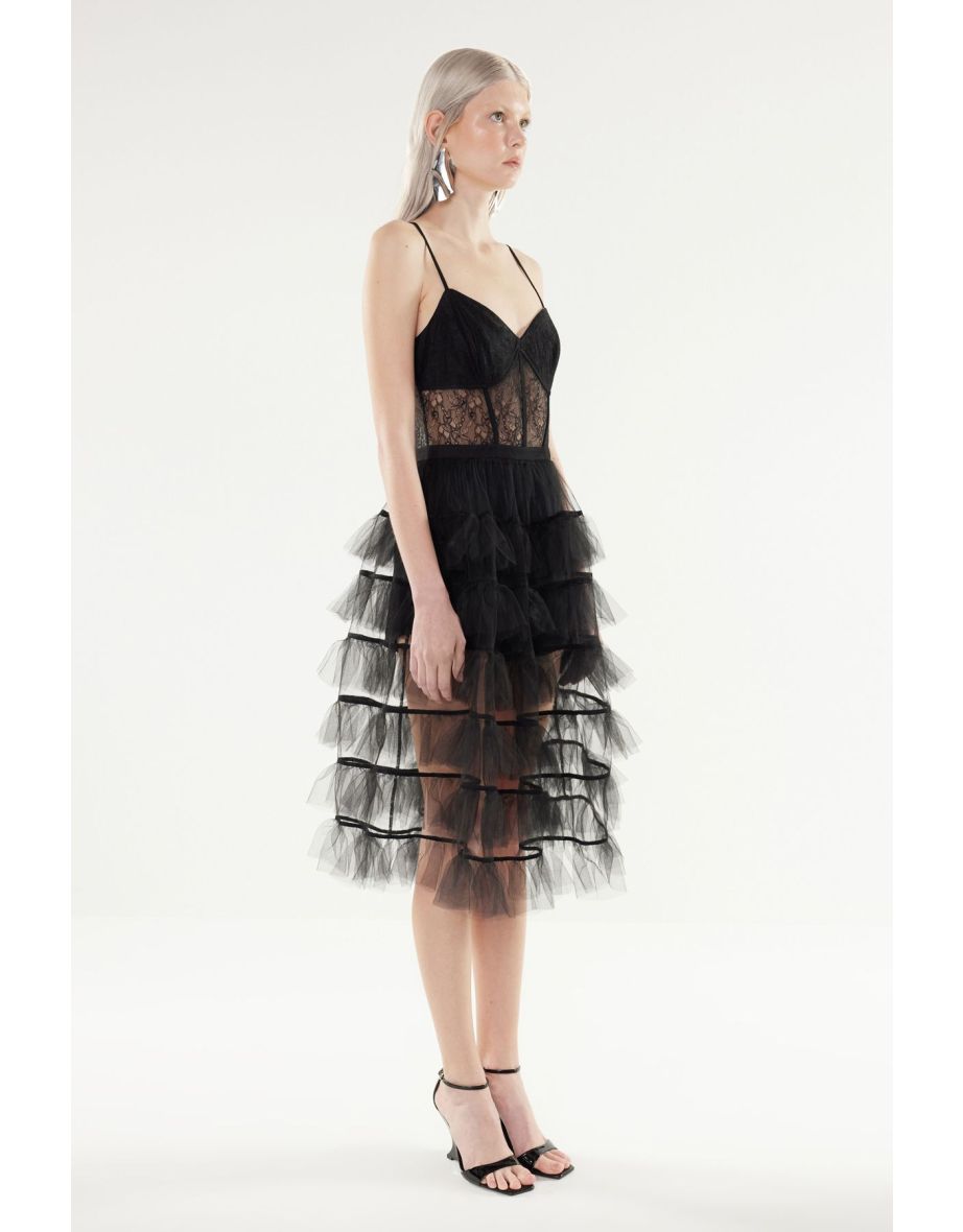 X Artificial Intelligence Black A-Line Tulle Elegant Evening Dress - 4