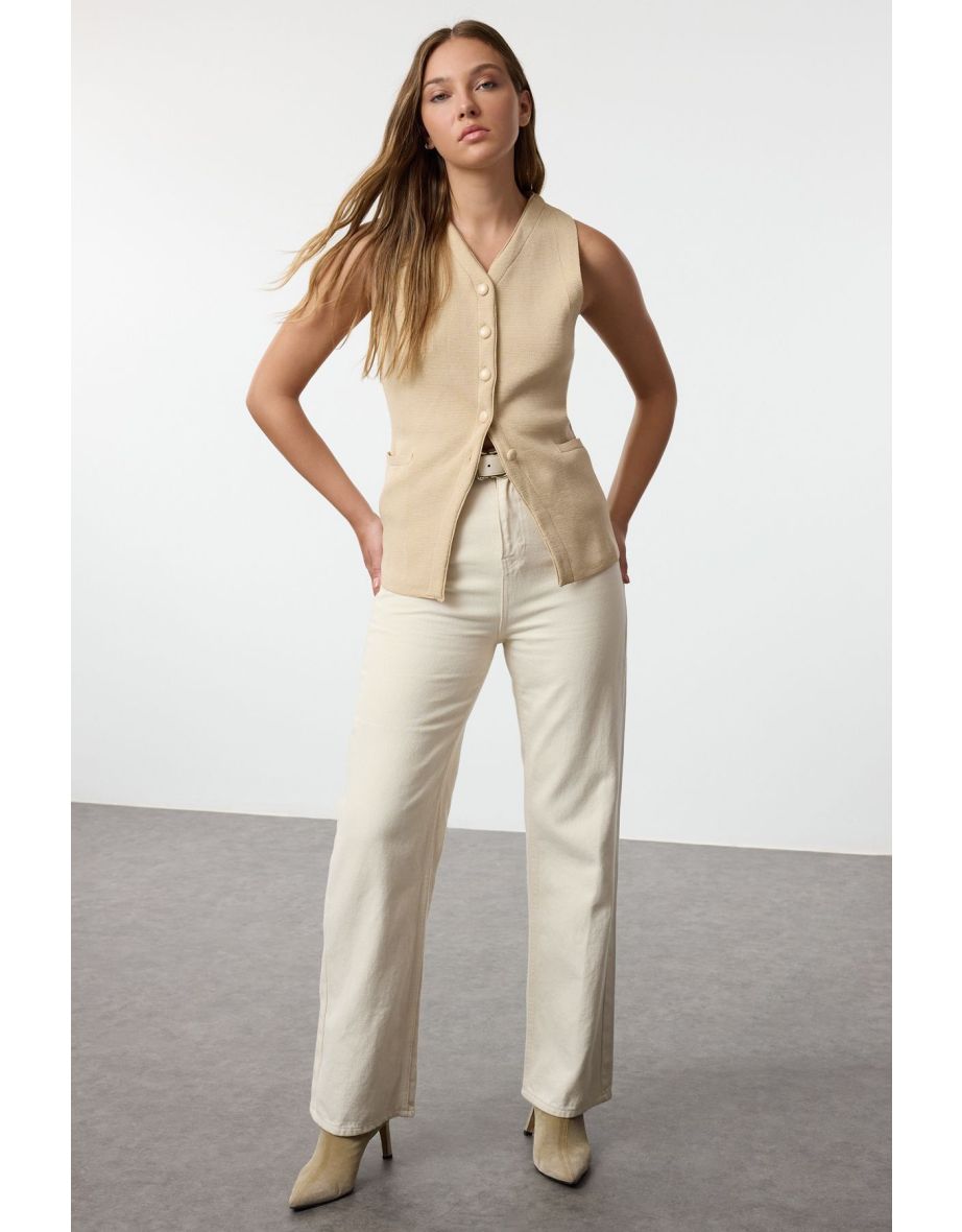 Stone Slim Smart Look Knitwear Vest