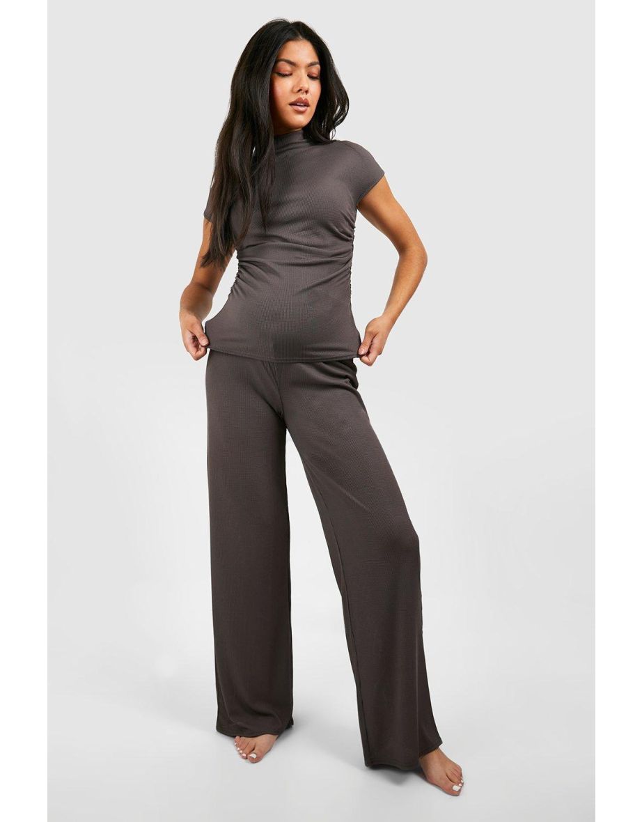 Maternity Textured Loungewear Set - charcoal