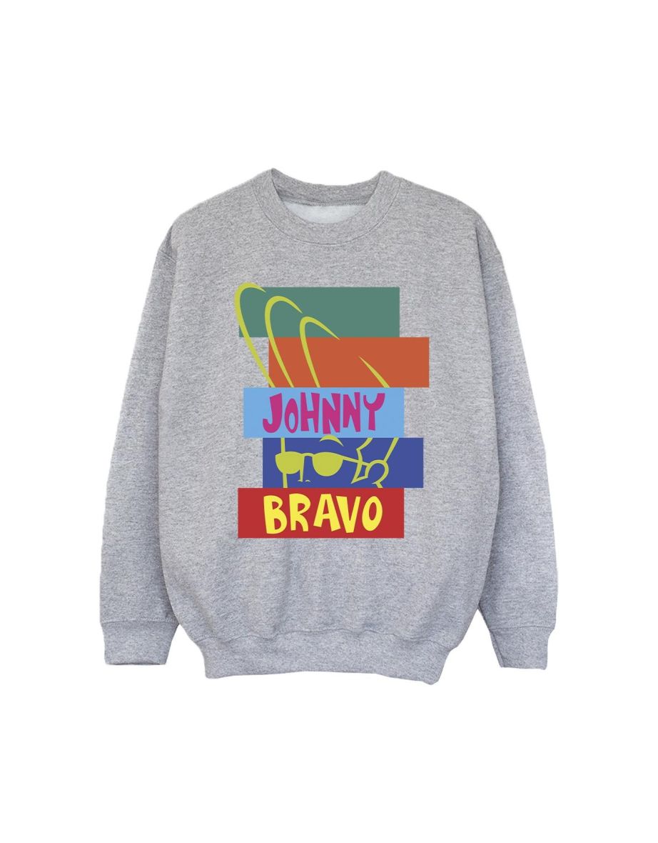 Johnny Bravo Girls Rectangle Pop Art Sweatshirt - Sports Grey