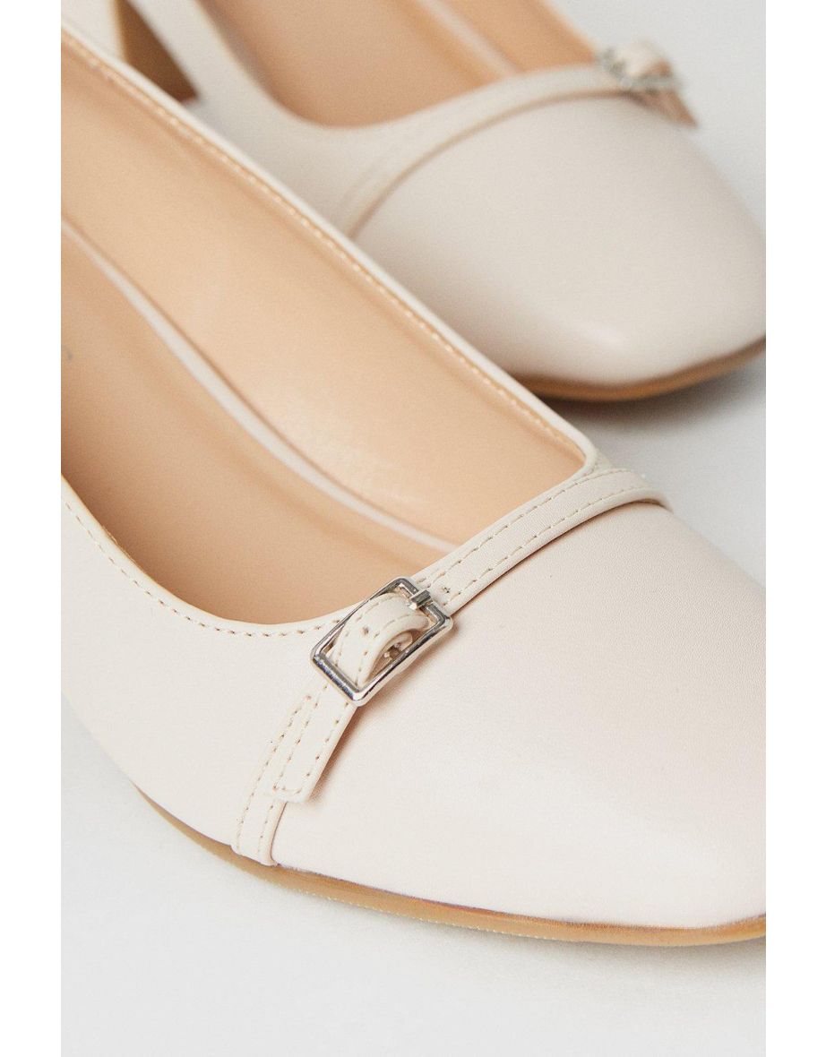 Bella Square Toe Low Block Heel Court Shoes - 3