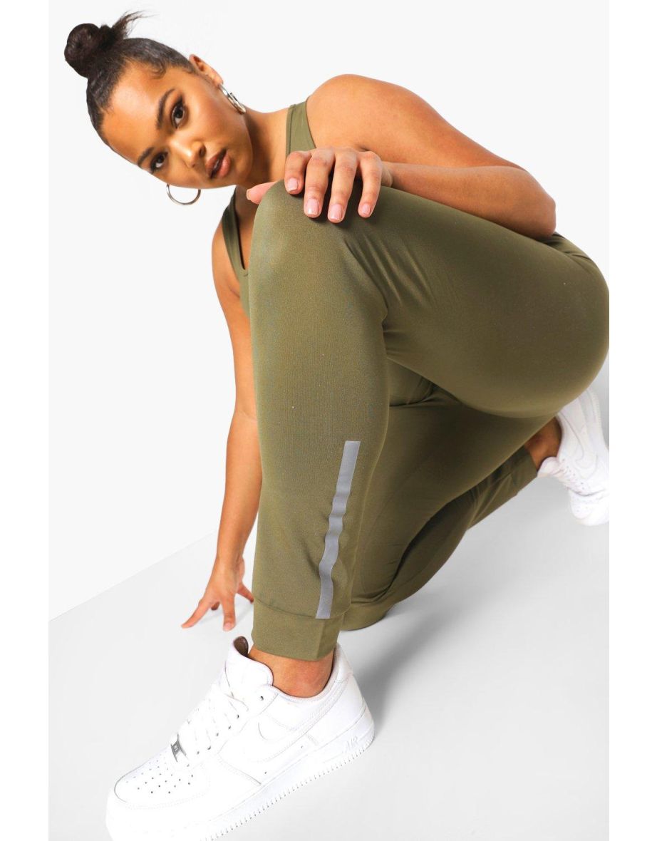 Plus Activewear 'Woman' Compression Gym Leggings - khaki - 3