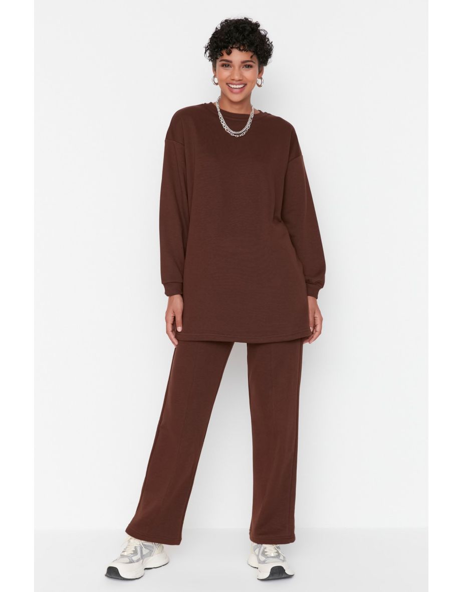 Sweatsuit Set - Brown - Relaxed fit
