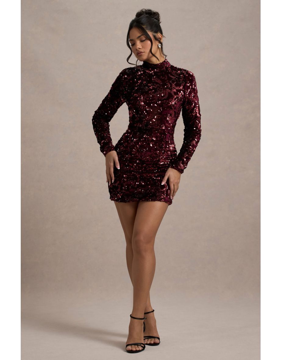 Quiz berry sequin bodycon dress best sale