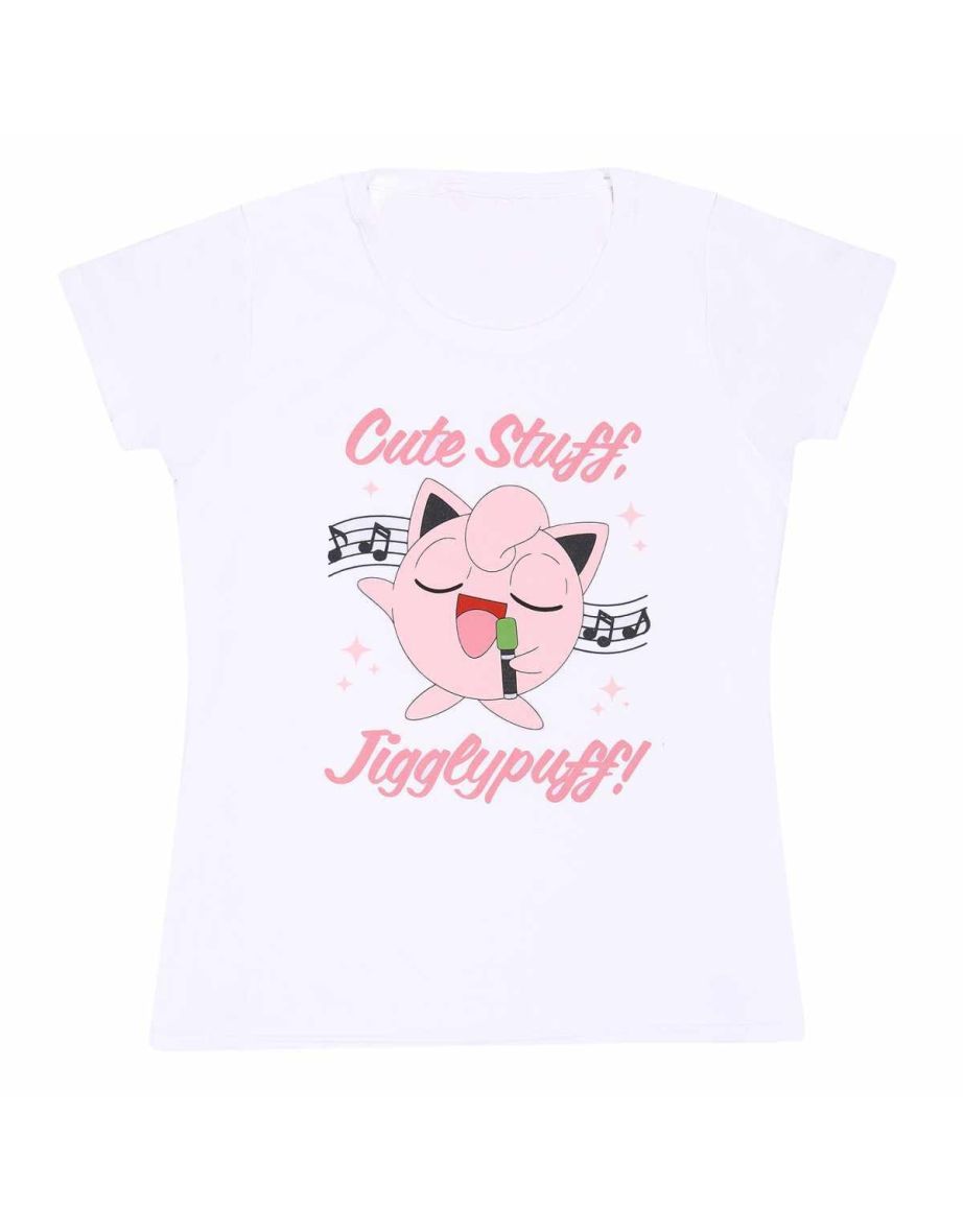 Pokemon Womens/Ladies Sing Along Jigglypuff Fitted T-Shirt - White/Pink