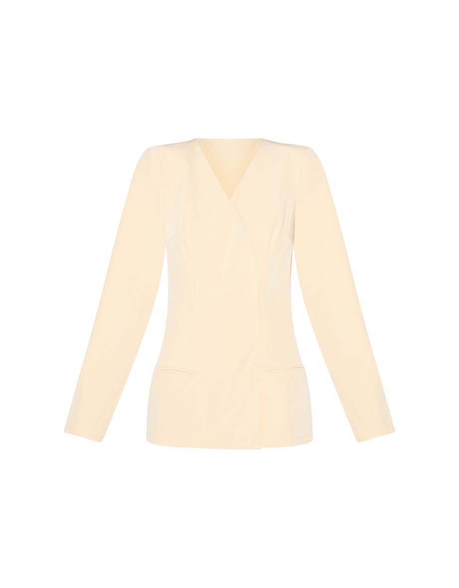 Butter Yellow Cross Front Cocoon Sleeve Tailored Playsuit - 3