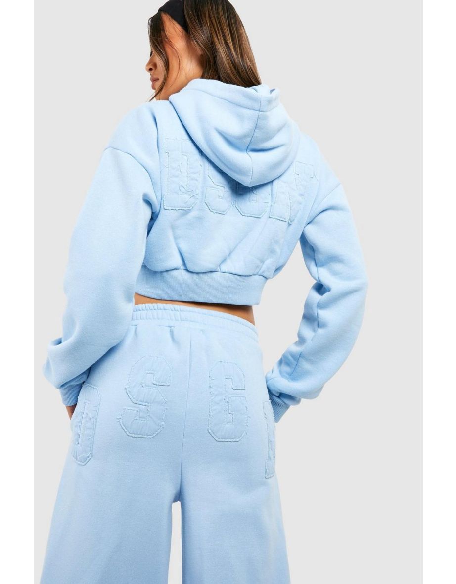 Dsgn Studio Self Fabric Applique Hooded Tracksuit - baby blue - 3