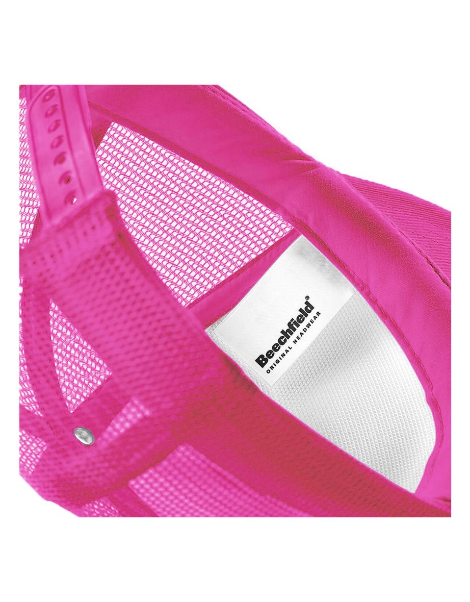 Beechfield Vintage Plain Snap-Back Trucker Cap - Fuchsia/White - 2