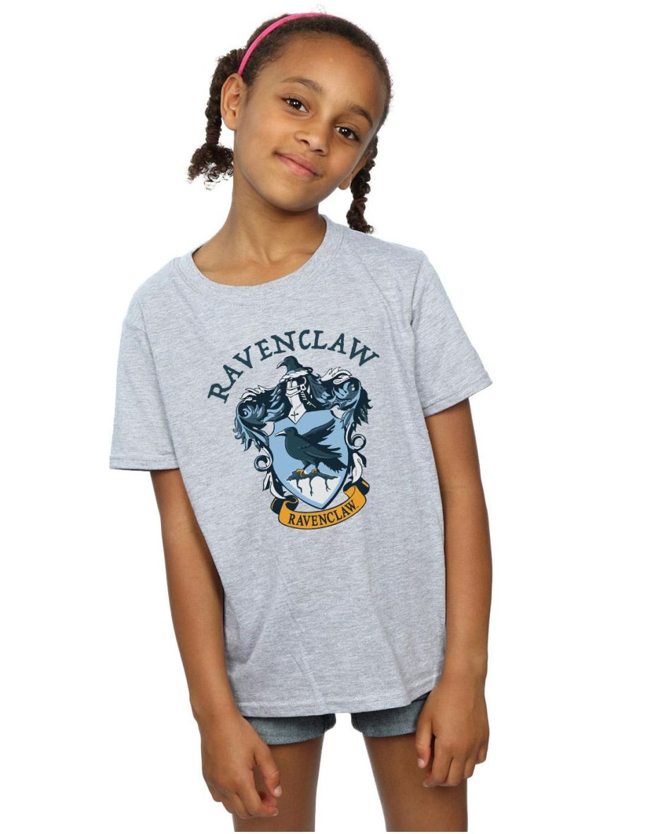 Harry Potter Girls Ravenclaw Cotton T-Shirt - Sports Grey
