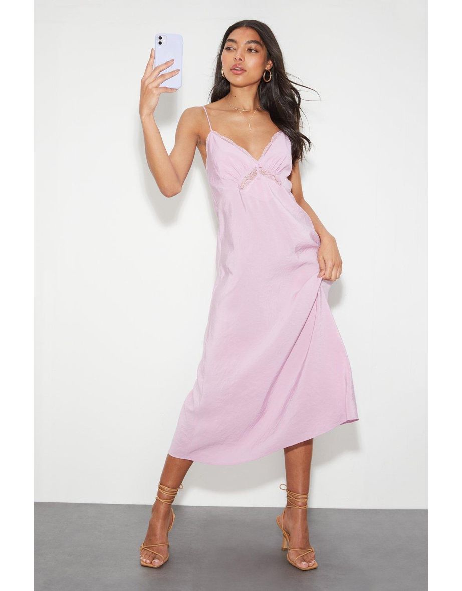 Silk Touch Lace Detail Cami Dress