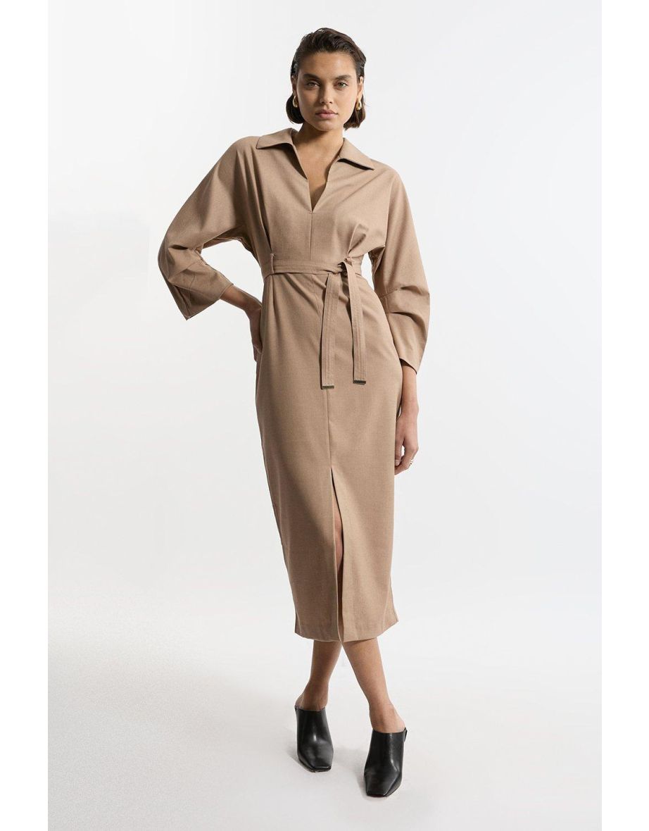 Tailored Wide Sleeve Midaxi Shirt Dress