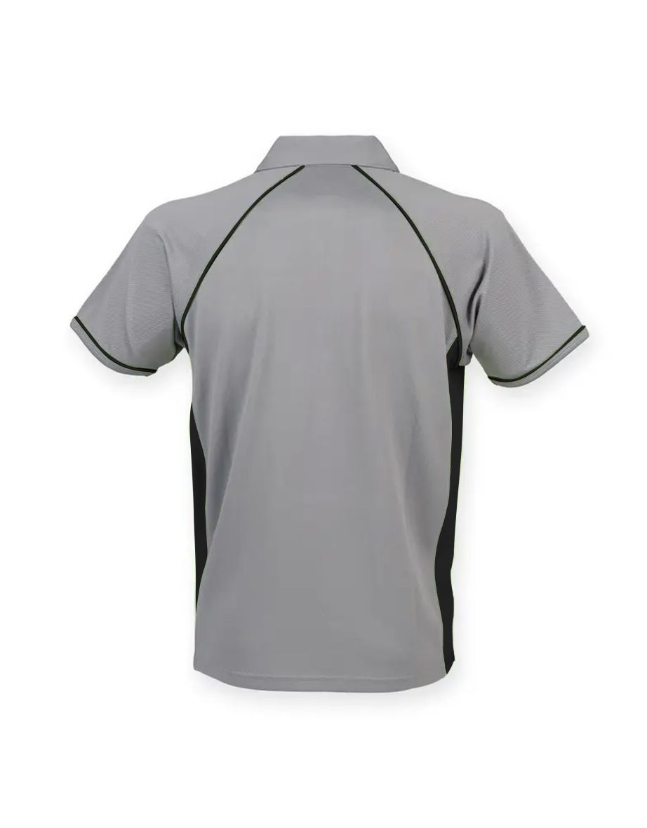 Finden & Hales Mens Piped Performance Sports Polo Shirt - Gunmetal Grey/Black - 1