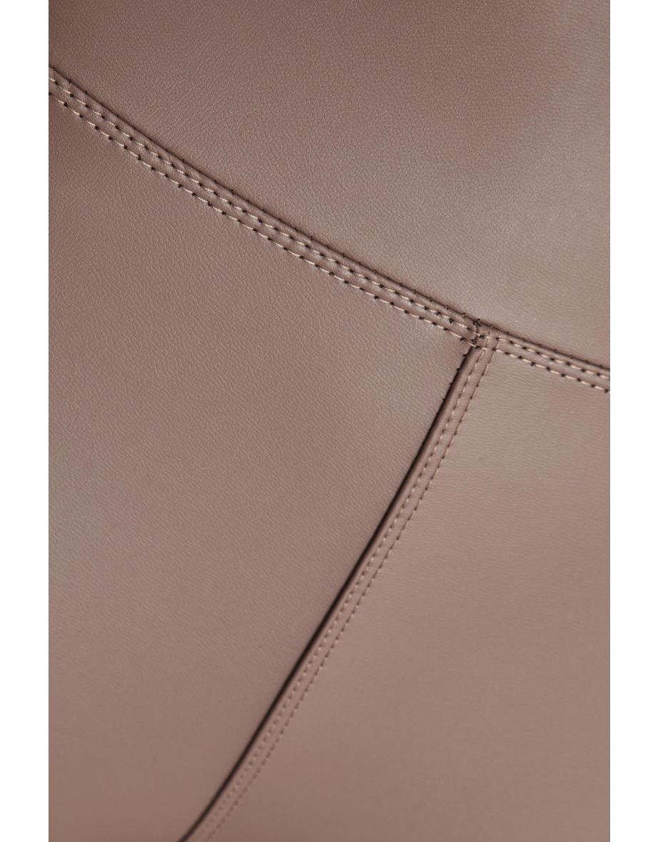 Brown Faux Leather Leggings - 5