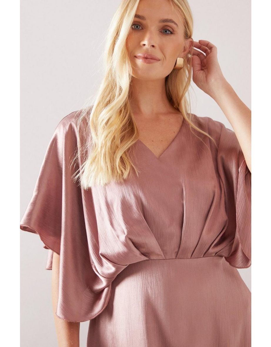 Petite Satin Kimono Sleeve Maxi Dress - 3