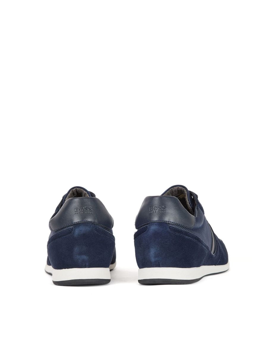 Men's Boss Glaze Low-Top Trainers in Blue - 5