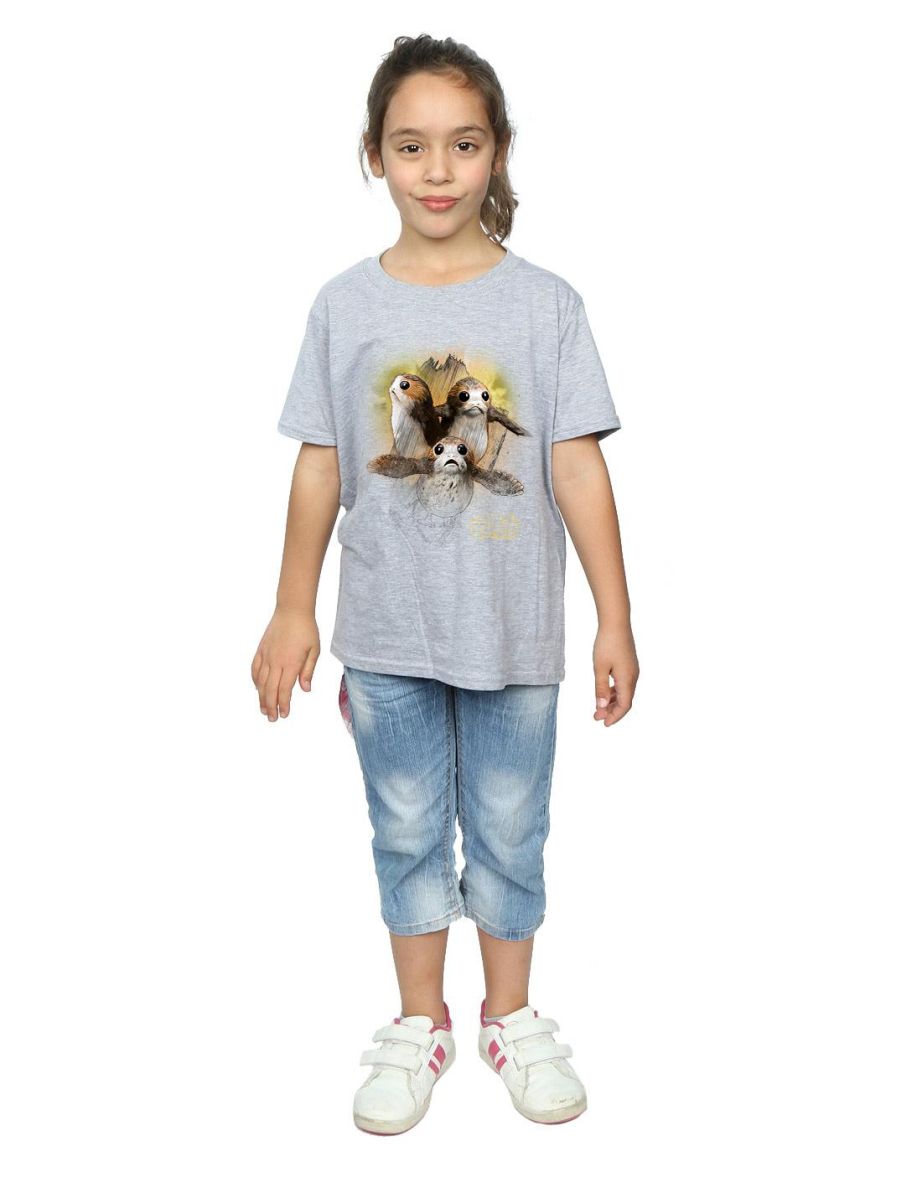 Star Wars: The Last Jedi Girls Porg Brushed Cotton T-Shirt - Sports Grey - 3