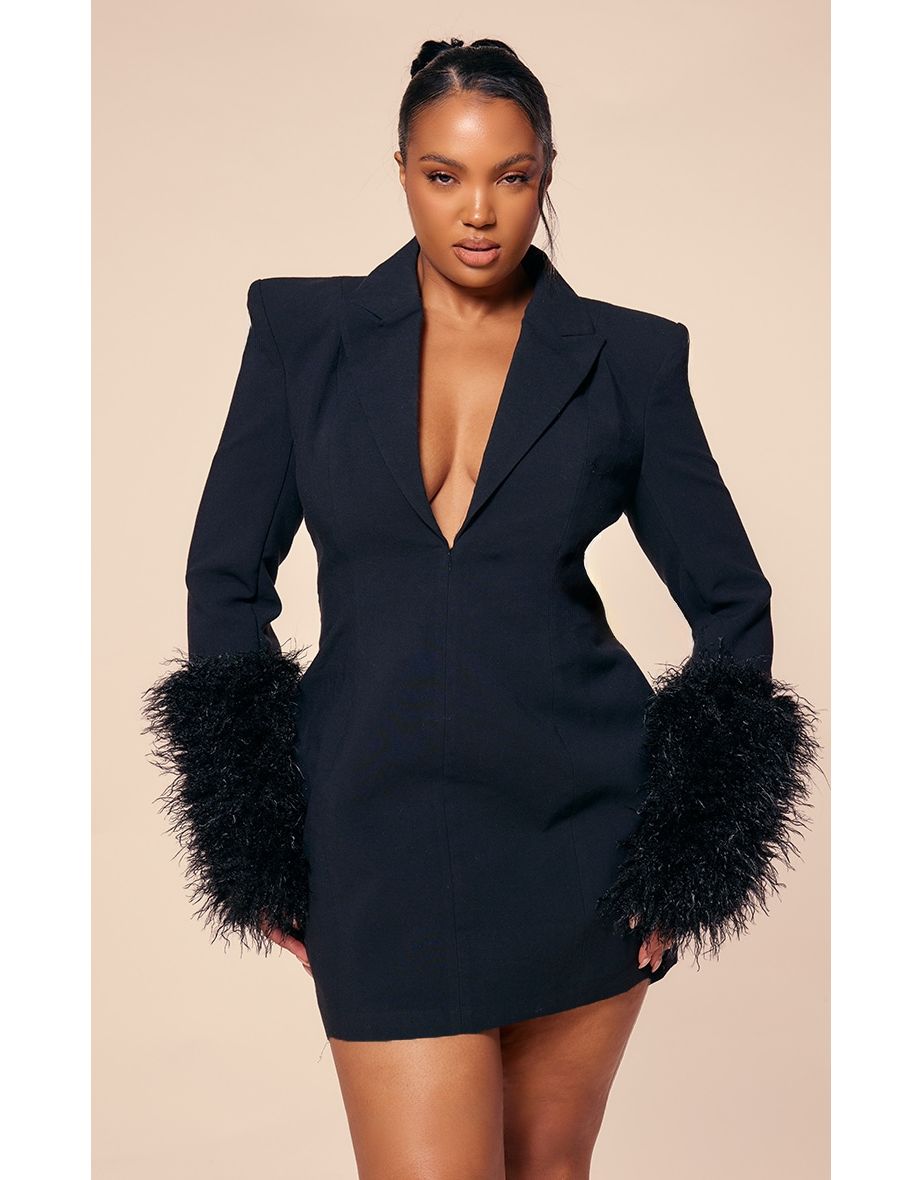 Shop PLT Label Plus Black Faux Shearling Cuff Tailored