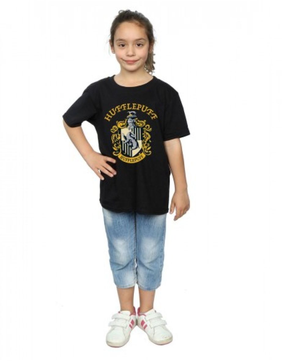 Harry Potter Girls Hufflepuff Cotton T-Shirt - Black - 3