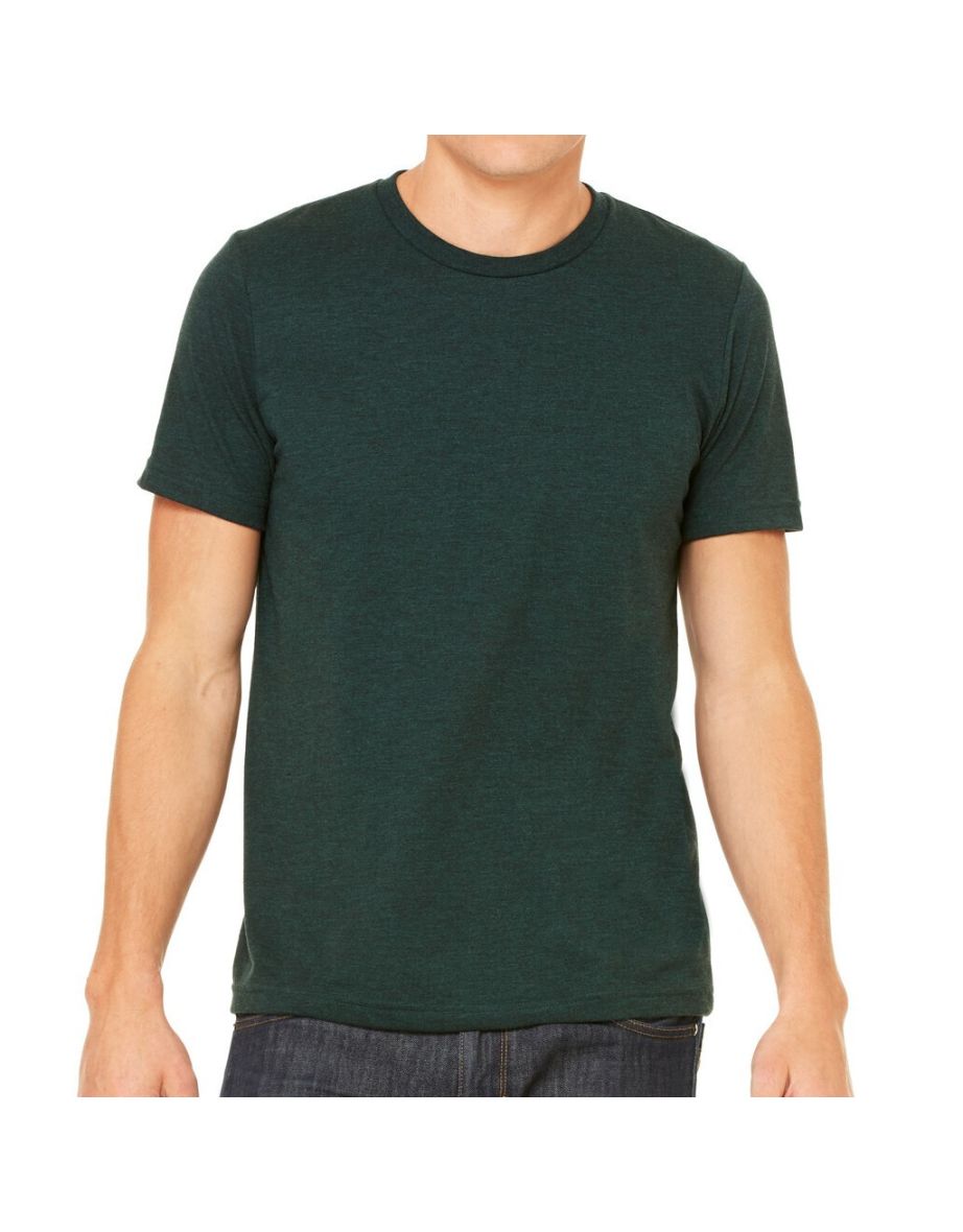 Canvas Mens Triblend Crew Neck Plain Short Sleeve T-Shirt - Emerald Triblend