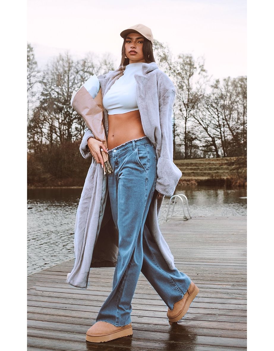 Stone High Neck Curved Hem Crop Top - 3