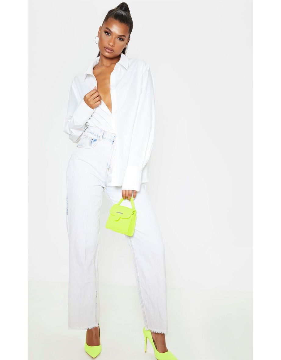 White Oversized Cuff Shirt