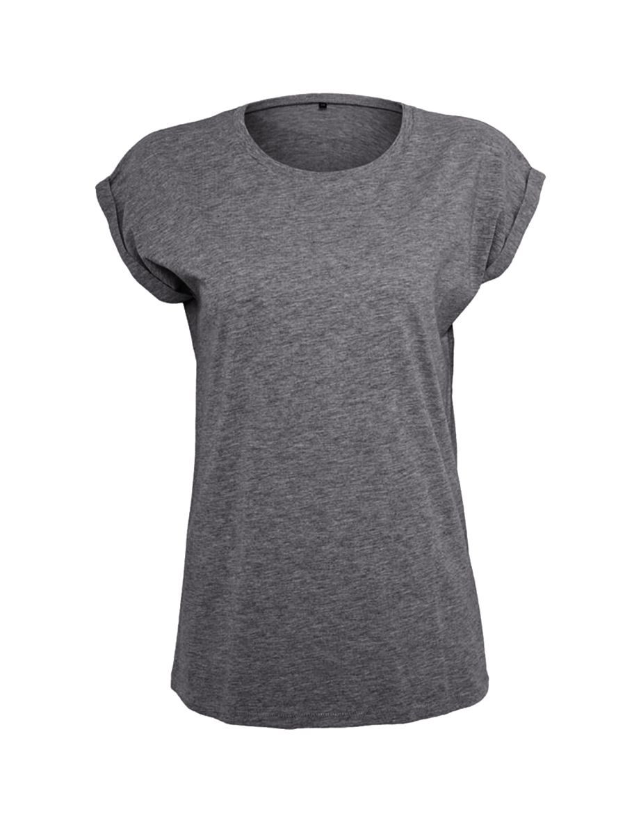 Womens/Ladies Extended Shoulder T-Shirt - Charcoal