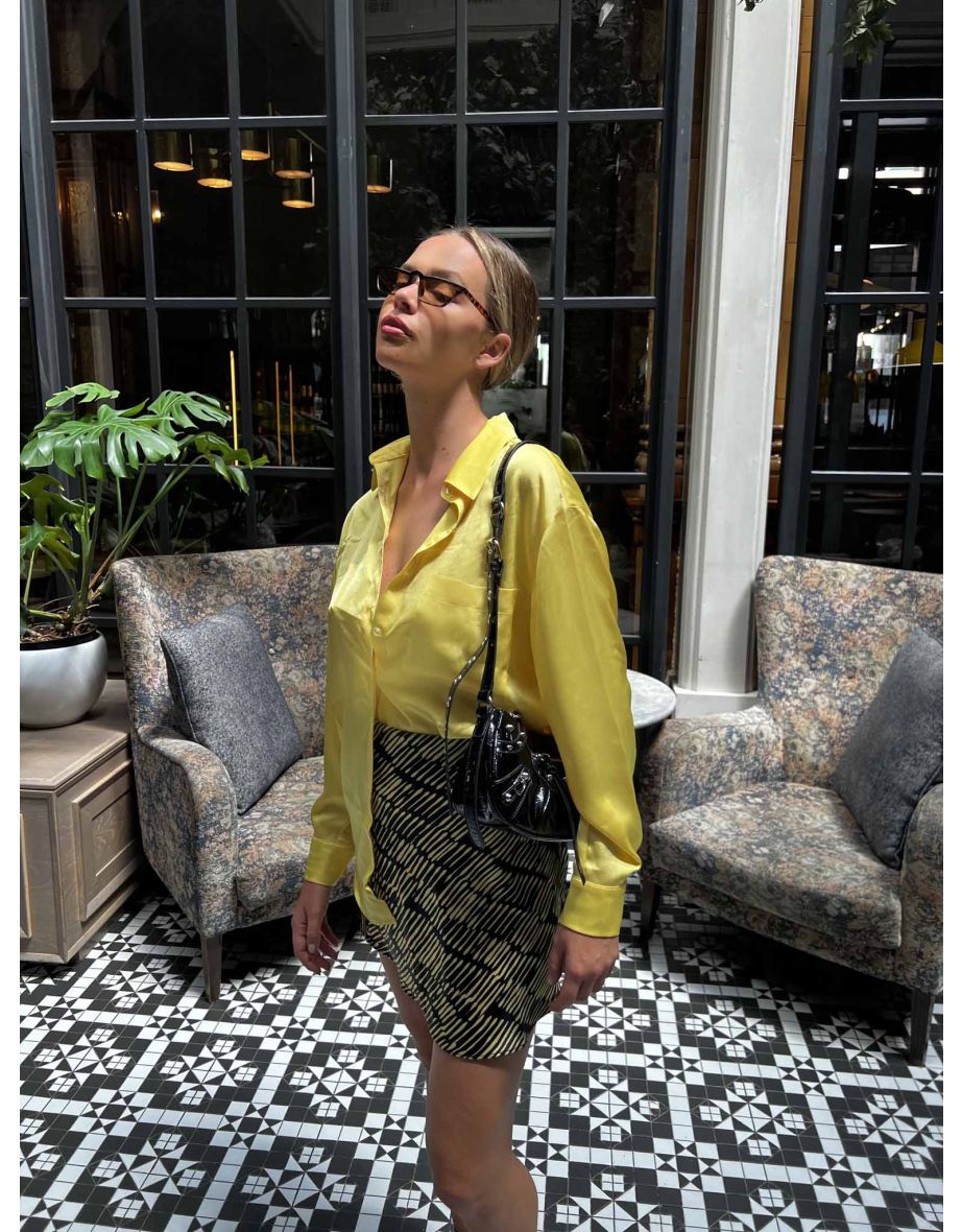Shop Glamorous Yellow Sketch Stripe Bias Cut Mini Skirt Online in Oman VogaCloset