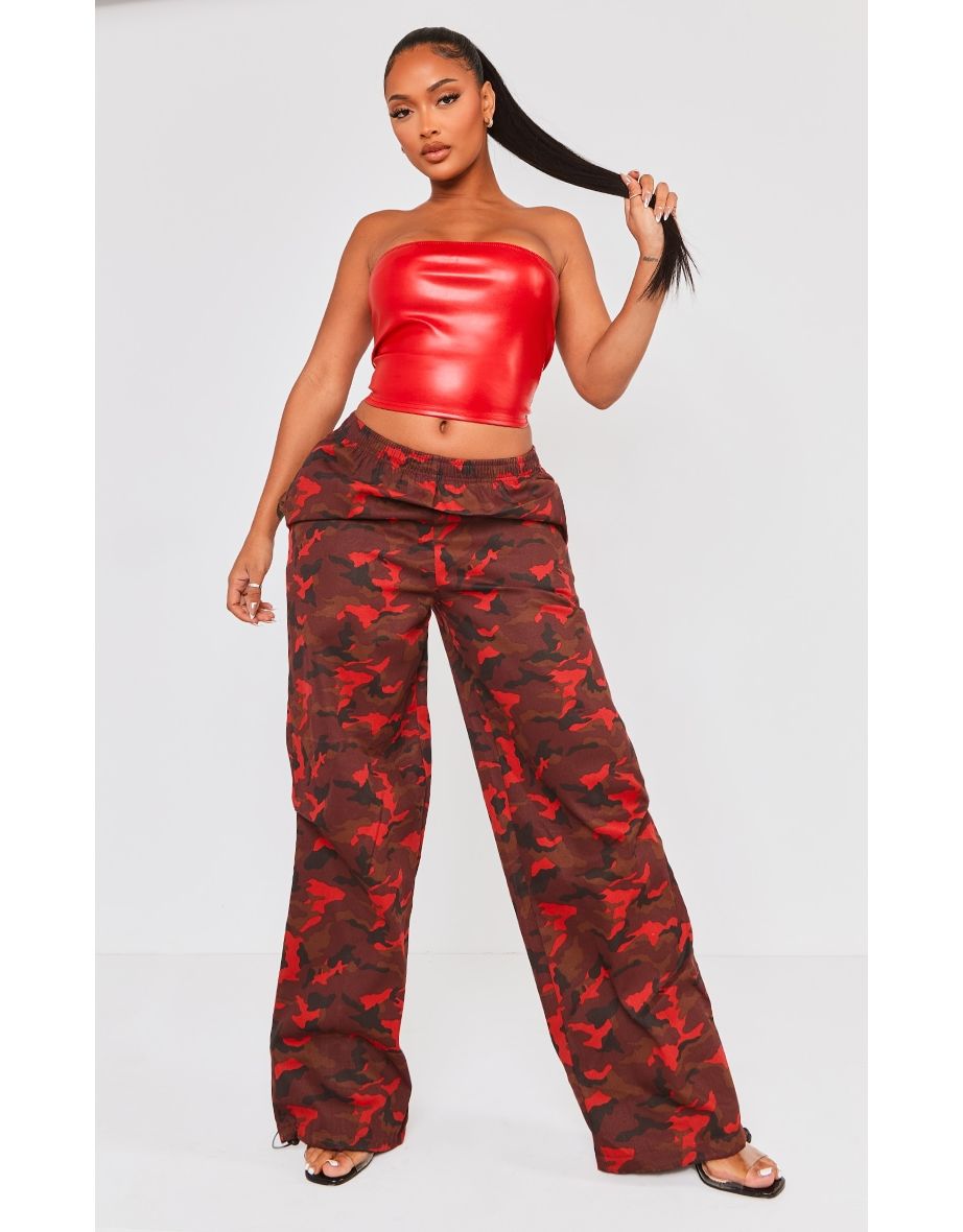Shop Shape Red Camo Toggle Detail Cargo Trouser Online in Qatar VogaCloset