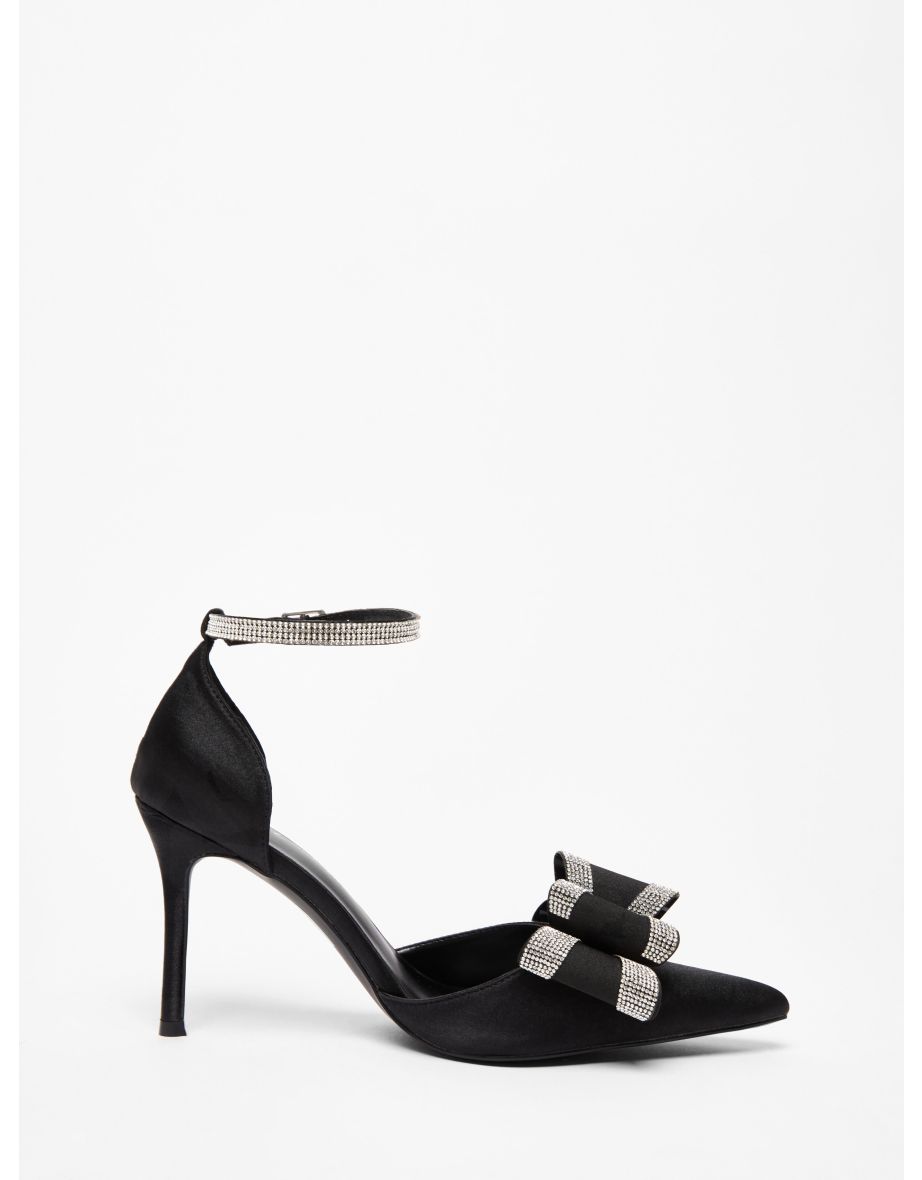 Wide Fit Black Diamante Court Heels - 4